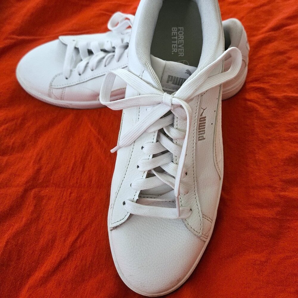 Puma Vikky V3 Leather Womens White Sneakers/Trainers/Shoes 383115-02 Sz 10